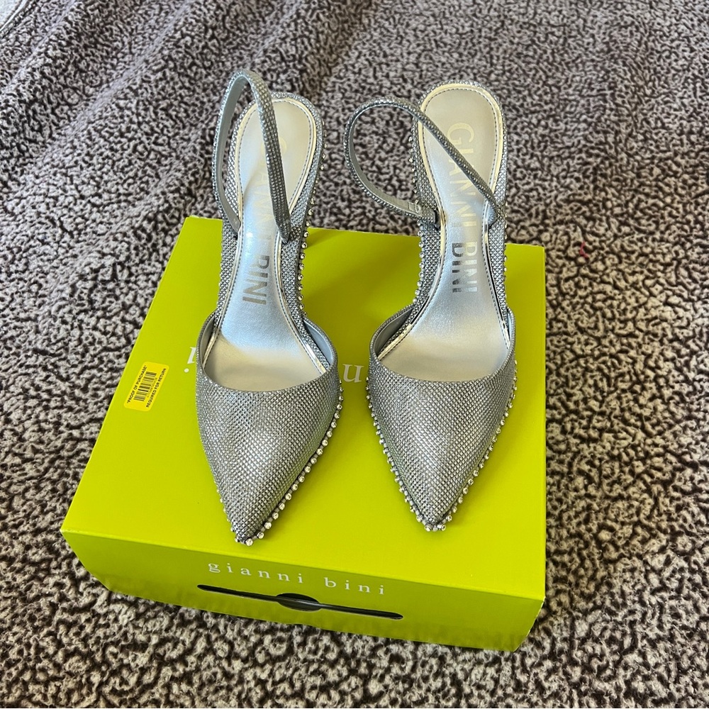 Silver Studded Gianni Bini Slingback Heel